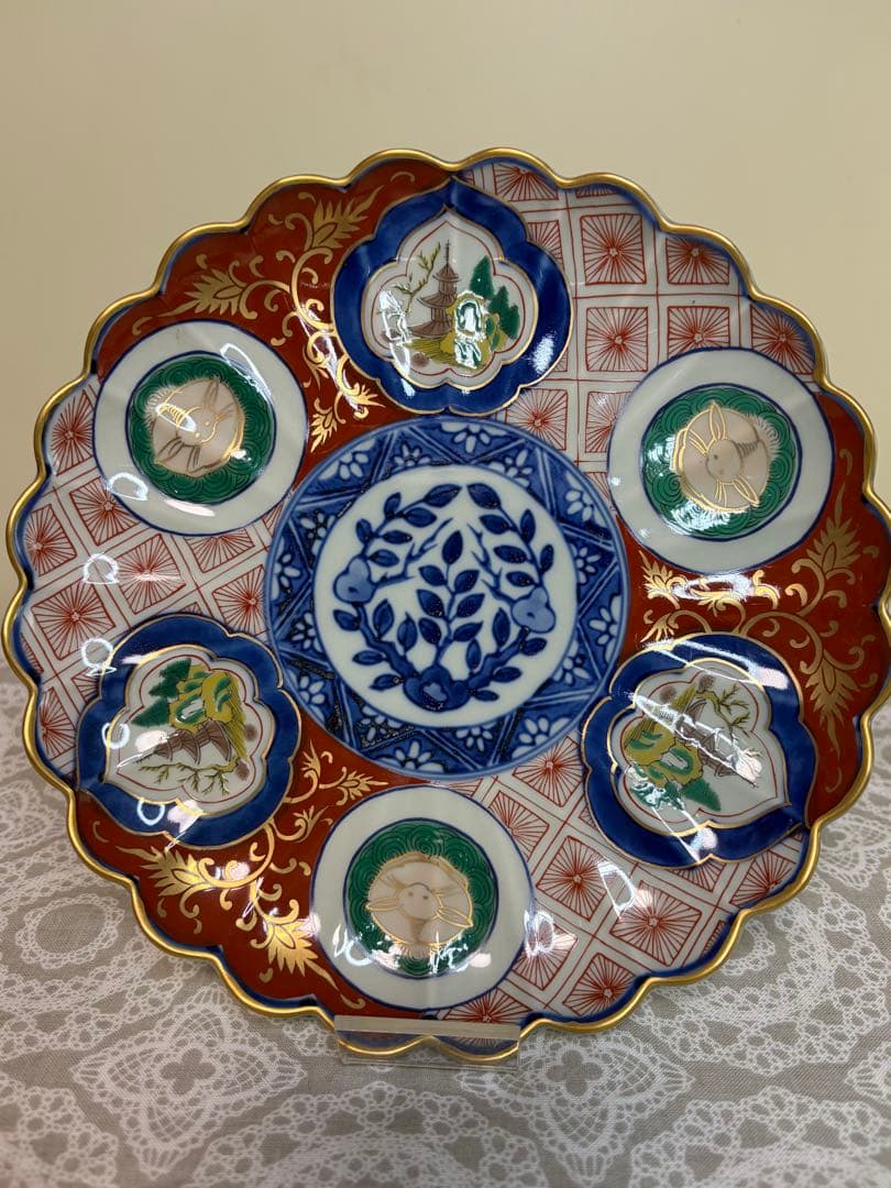 和風模様の陶磁器皿4枚セット