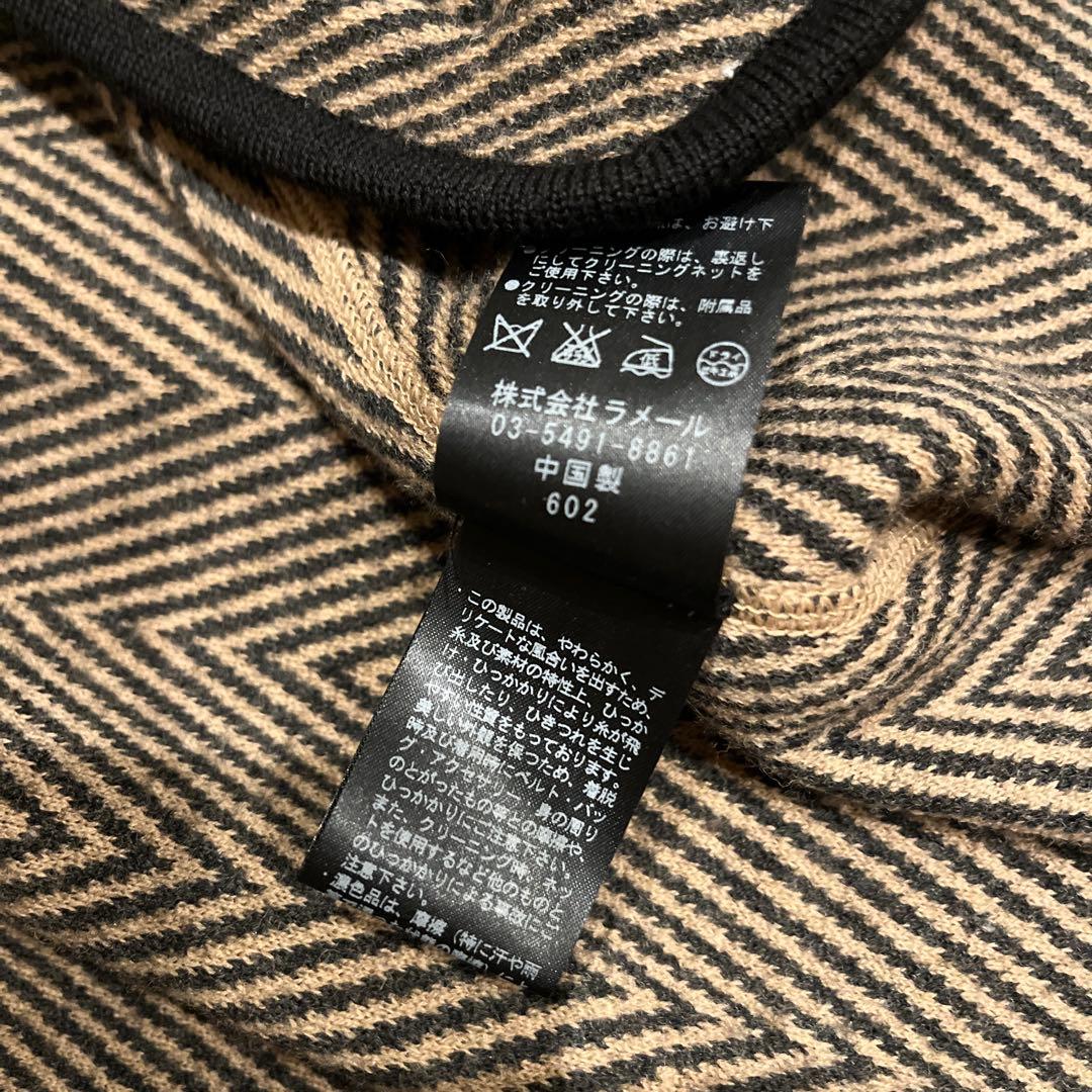 バニラ❣️ ランバン✨ニットコート　 毛100 暖かい　バイカラー