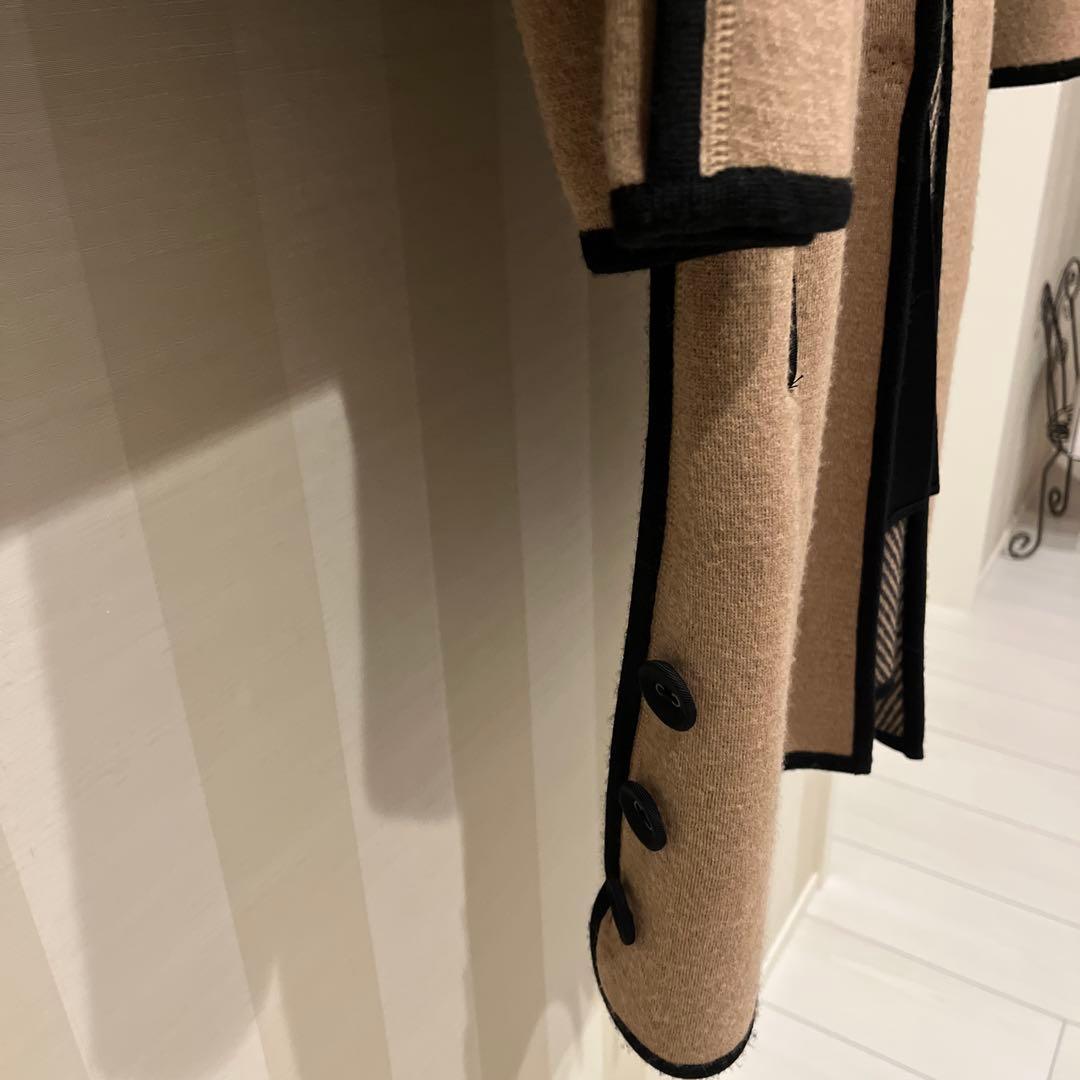 バニラ❣️ ランバン✨ニットコート　 毛100 暖かい　バイカラー