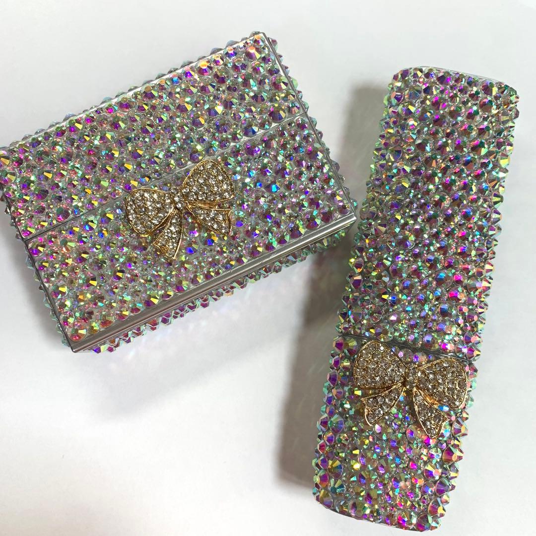 iQOSイルマｉワンケースとヒートスティックケース　オーロラデコ　リボン