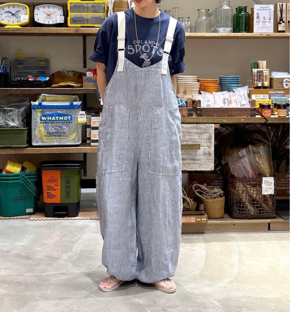 【新品未使用】ニコアンド　Lsize リネンツイルサロペット　ヒッコリー