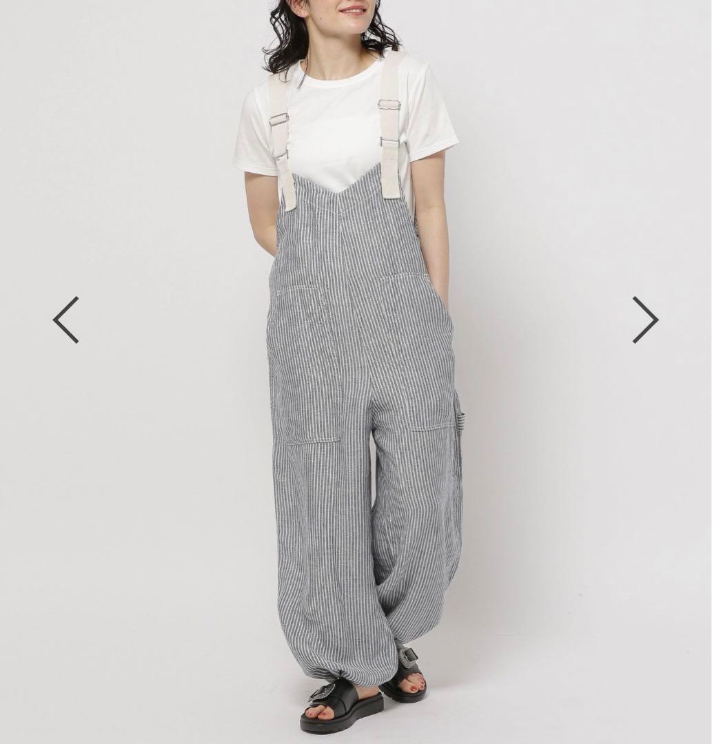 【新品未使用】ニコアンド　Lsize リネンツイルサロペット　ヒッコリー