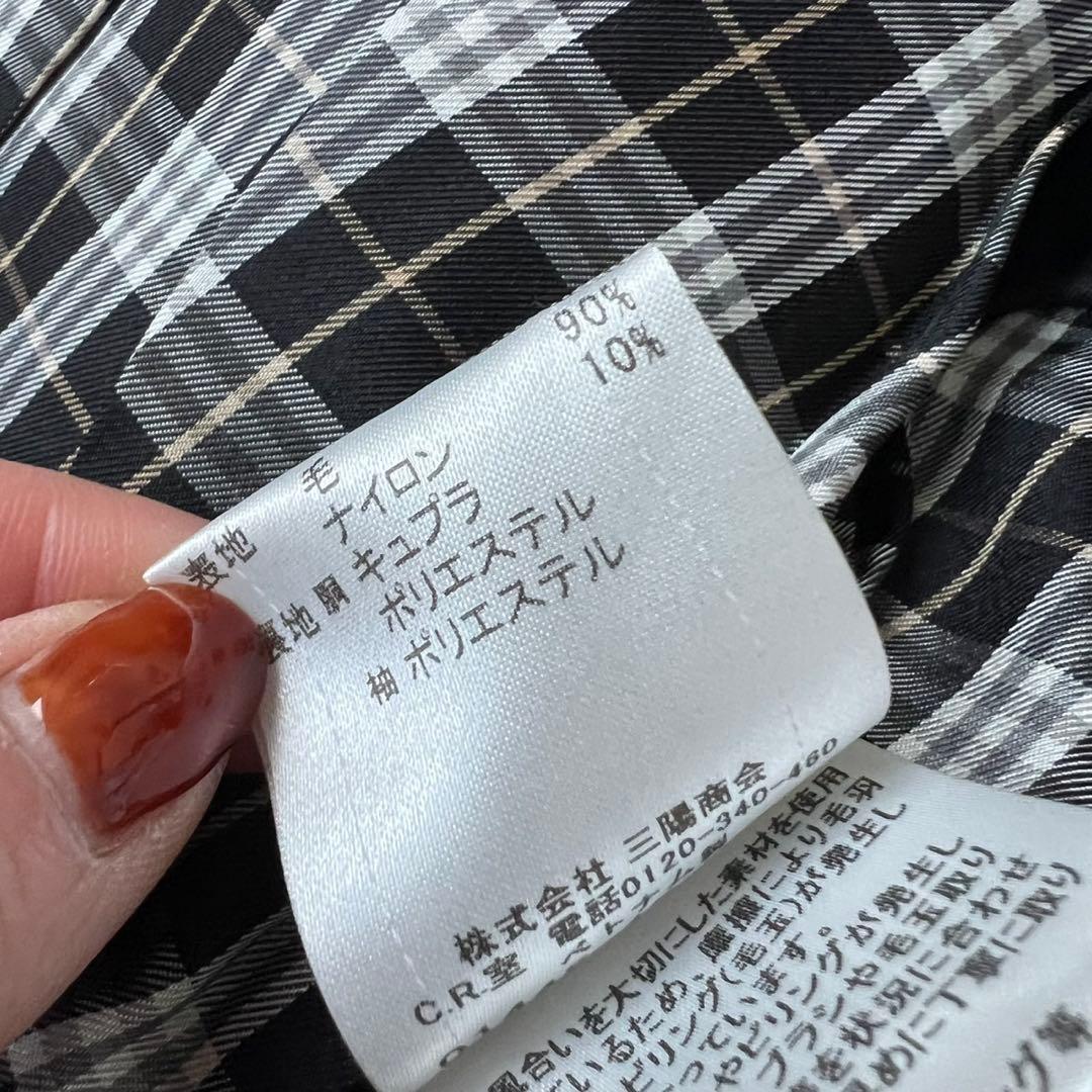 バーバリーブルーレーベル　ダブルブレスト　ロングコート　チェック　ウール