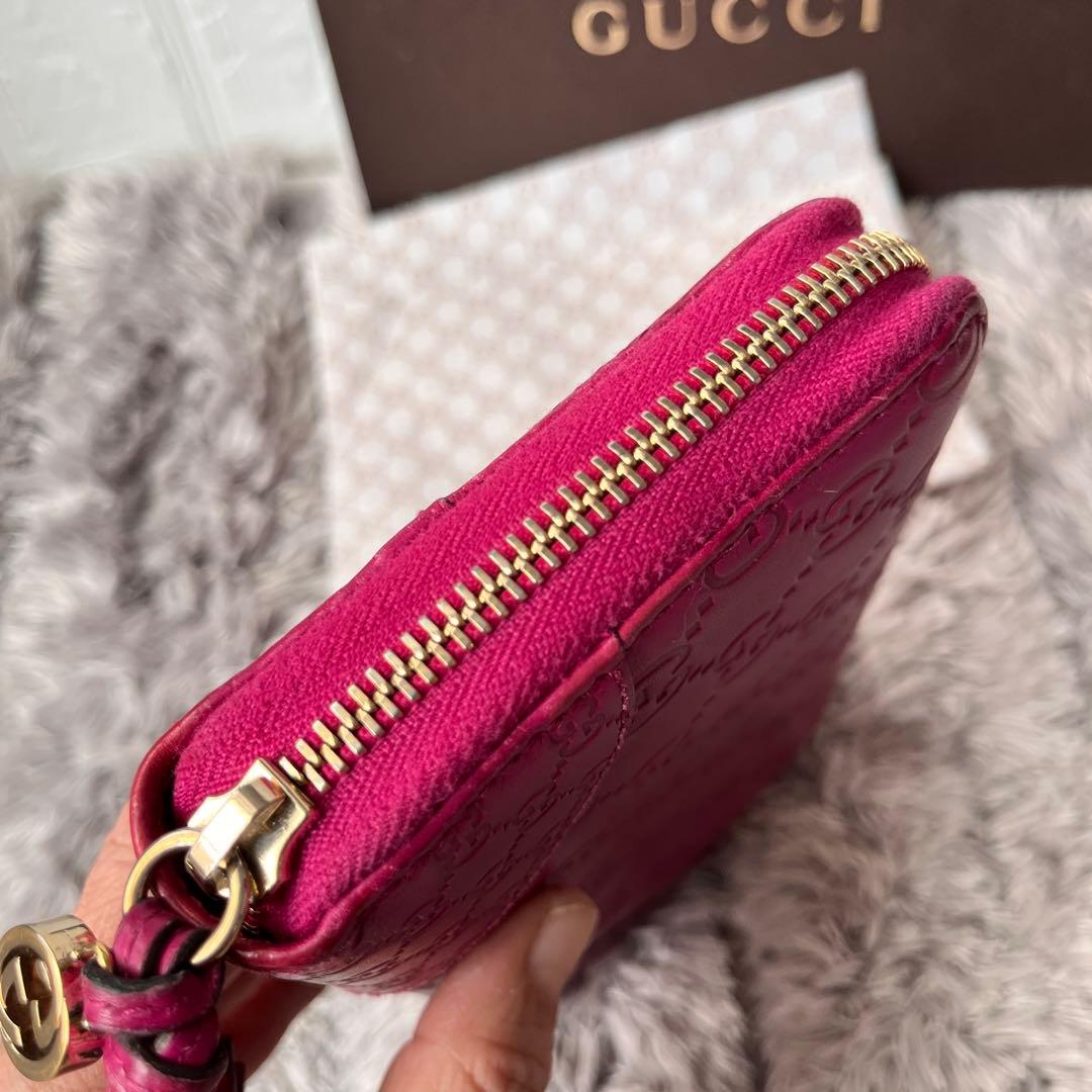 美品✨GUCCI ラウンドファスナー　Wシマ　インターロッキング　パープル