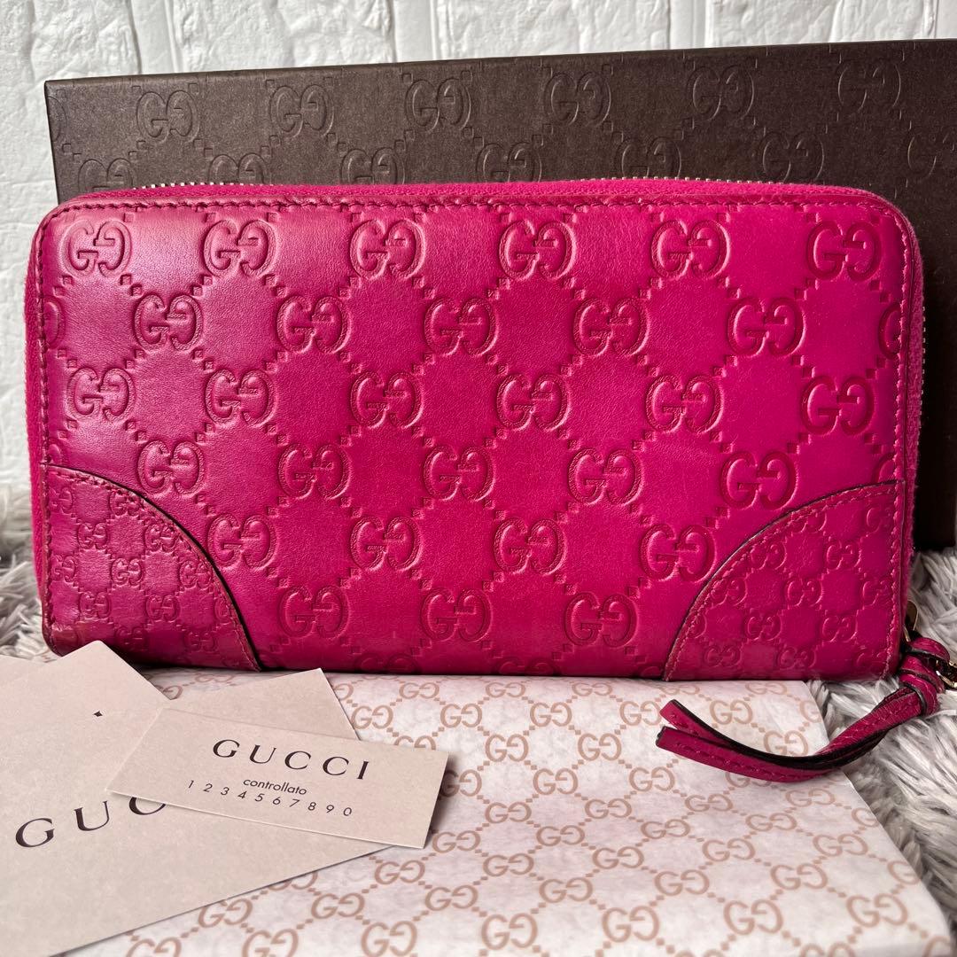 美品✨GUCCI ラウンドファスナー　Wシマ　インターロッキング　パープル