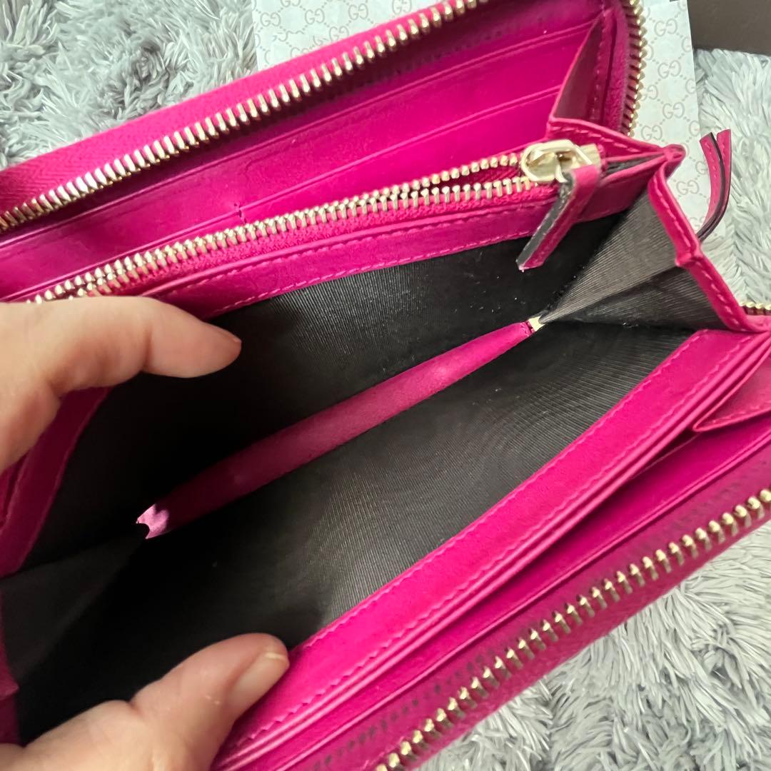 美品✨GUCCI ラウンドファスナー　Wシマ　インターロッキング　パープル