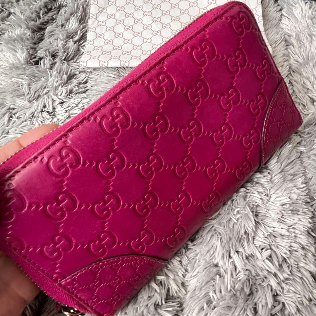 美品✨GUCCI ラウンドファスナー　Wシマ　インターロッキング　パープル