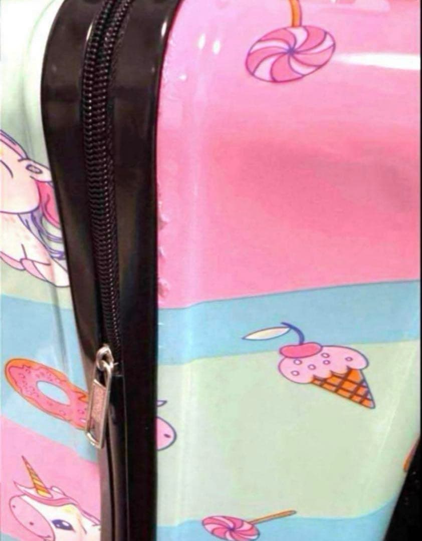 美品 乗れるキッズキャリーケース 安全ベルト付き キッズスーツケース ユニコーン