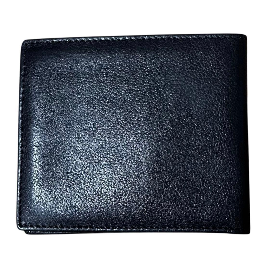 未使用✨バーバリー　ロゴ型押し　財布　二つ折り　ブラック　本革　ノバチェック