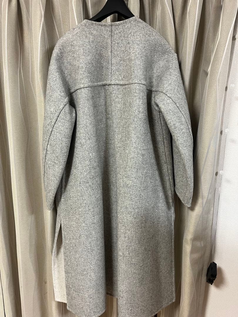 Drawer メランジ リバーシブルコート グレー ウール100%