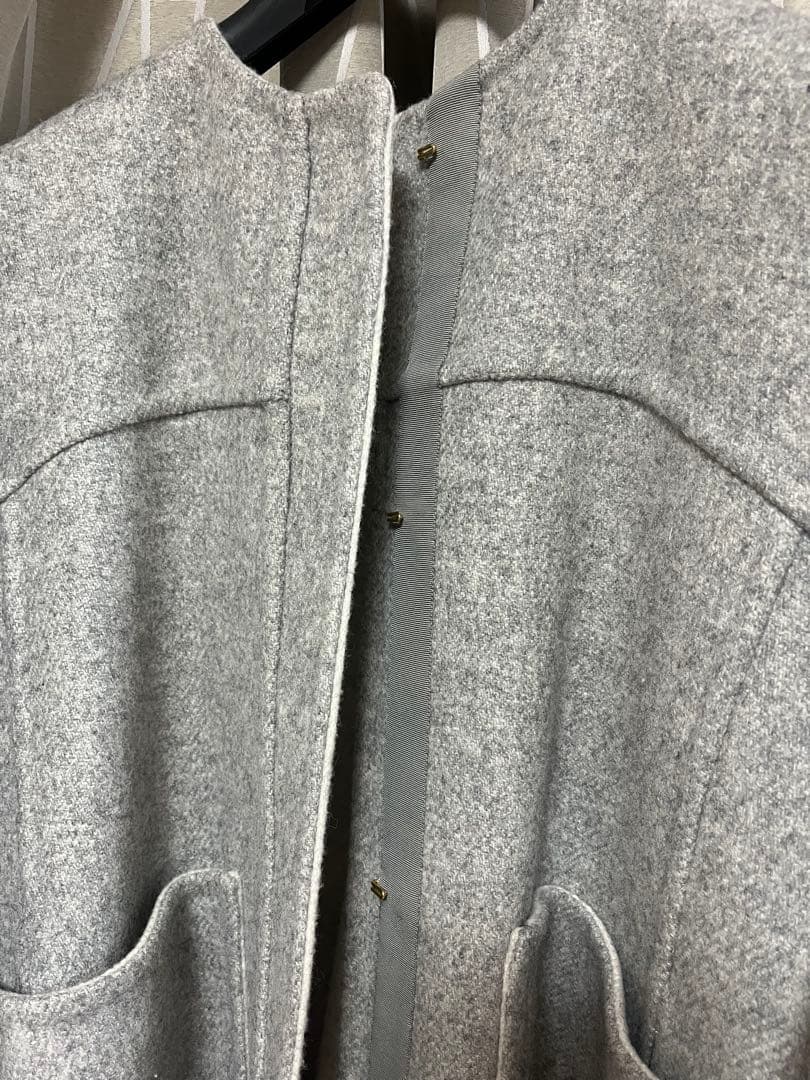 Drawer メランジ リバーシブルコート グレー ウール100%