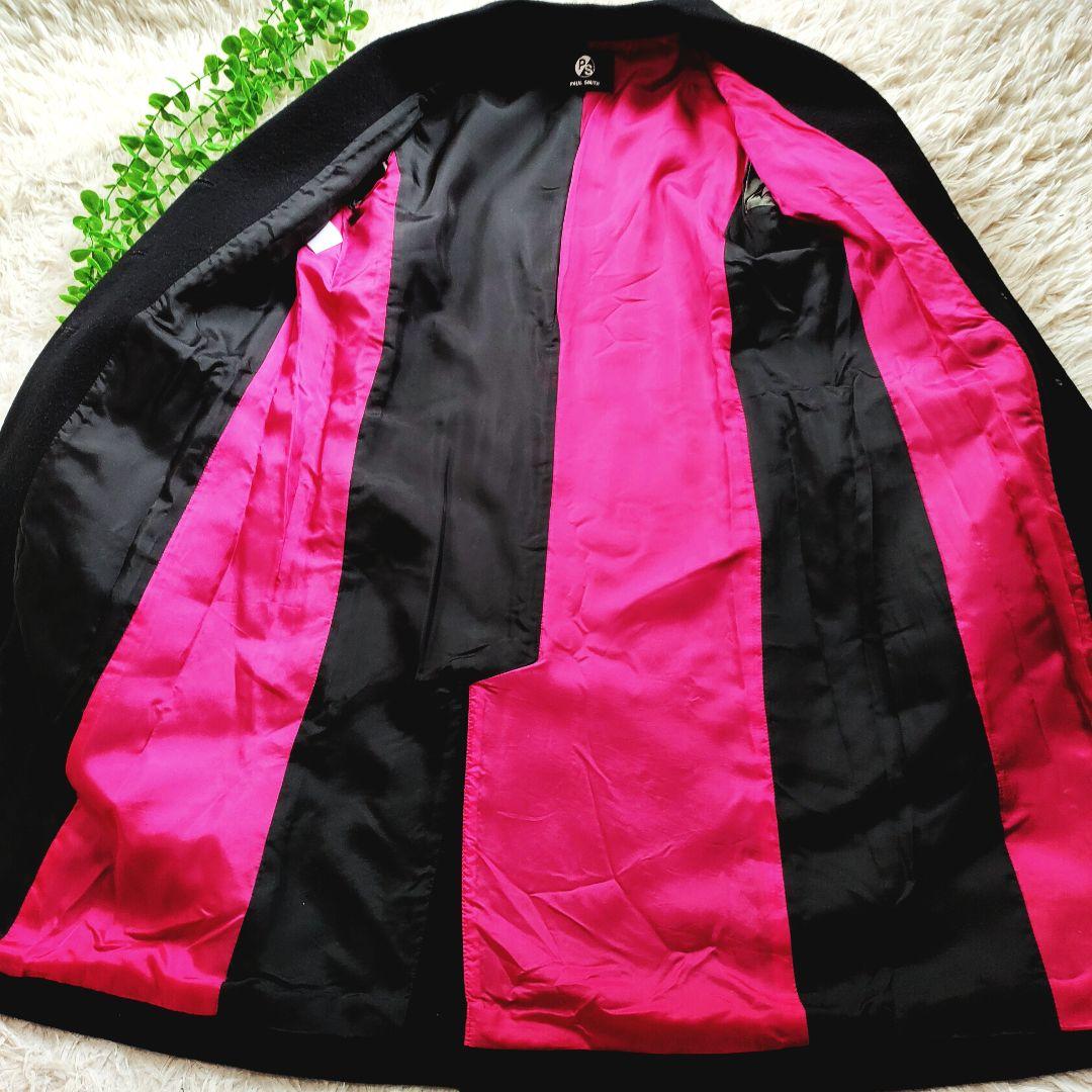 ポールスミス チェスターコート ウール ブラック ワインレッド ブラック 40