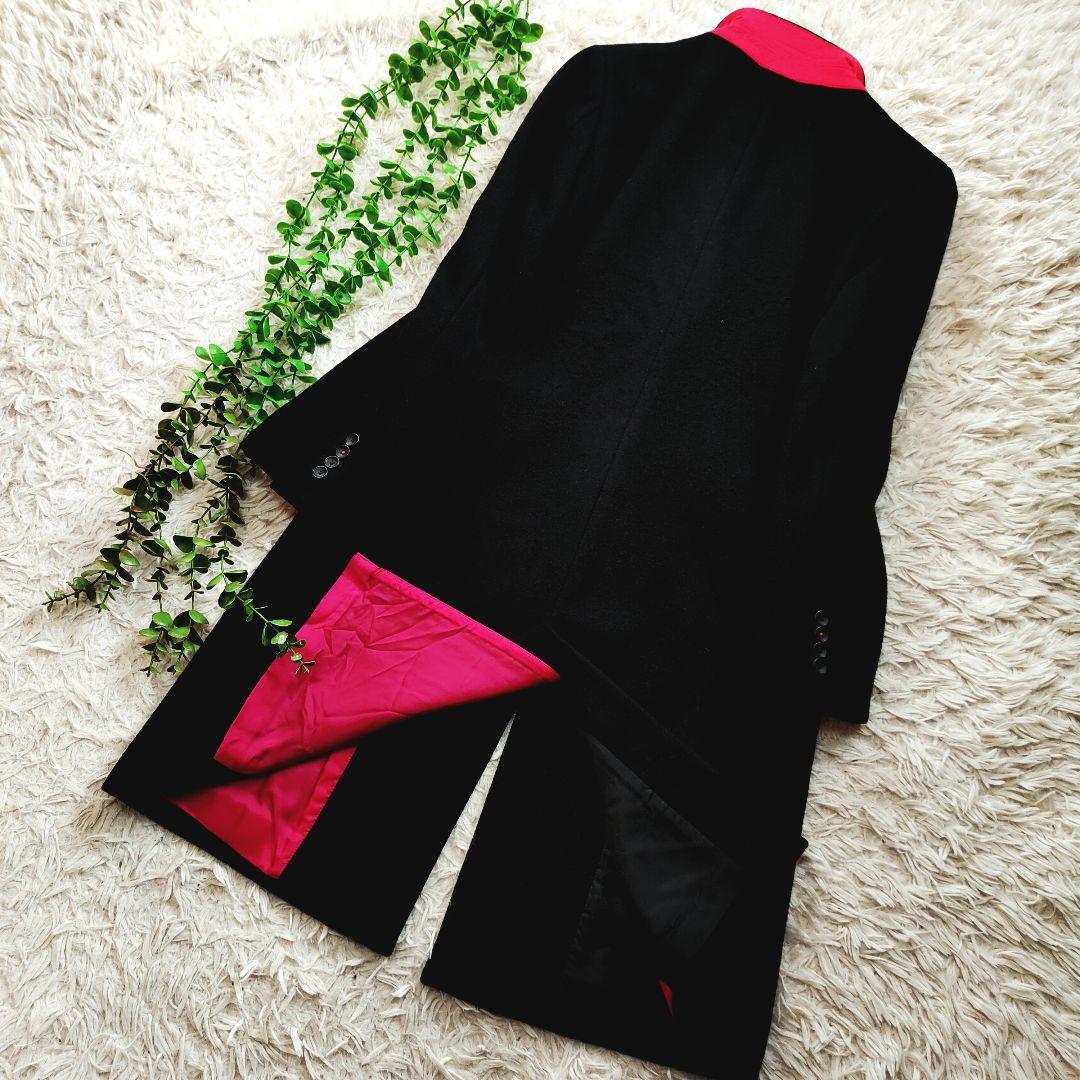 ポールスミス チェスターコート ウール ブラック ワインレッド ブラック 40