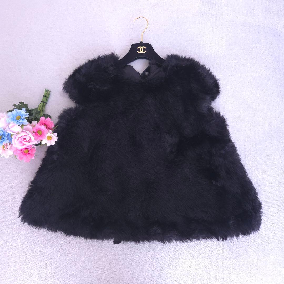 美品 バースデーバッシュ ファーベスト バックリボン ふわふわ可愛い