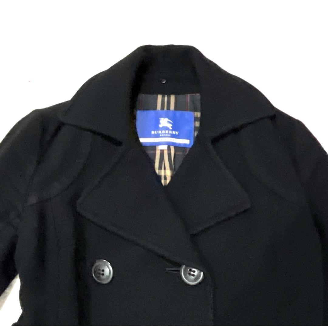 【y2k アンゴラ混】バーバリーブルーレーベル ロングコート チェック Aライン