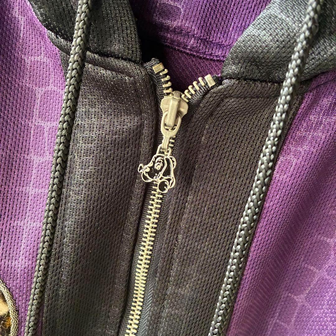 GALFY トラックジャケット フーディ ビッグロゴ刺繍 豹柄 切替 奇抜 XL