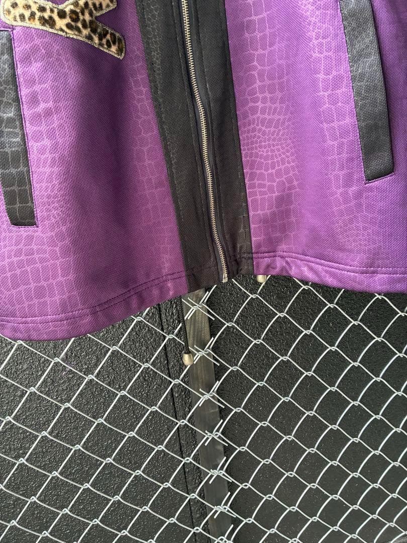 GALFY トラックジャケット フーディ ビッグロゴ刺繍 豹柄 切替 奇抜 XL