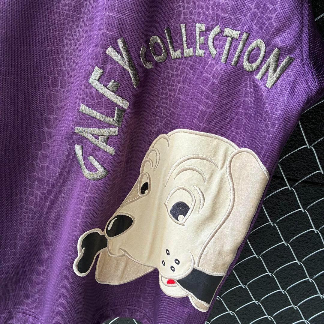 GALFY トラックジャケット フーディ ビッグロゴ刺繍 豹柄 切替 奇抜 XL