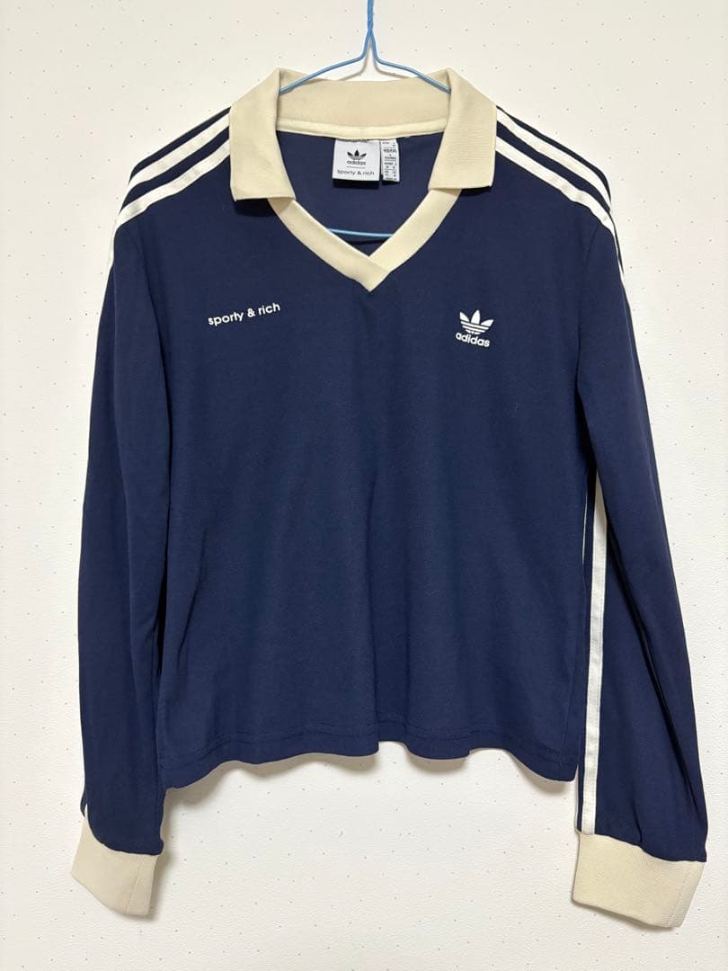 adidas sporty & rich ネイビー サッカージャージ