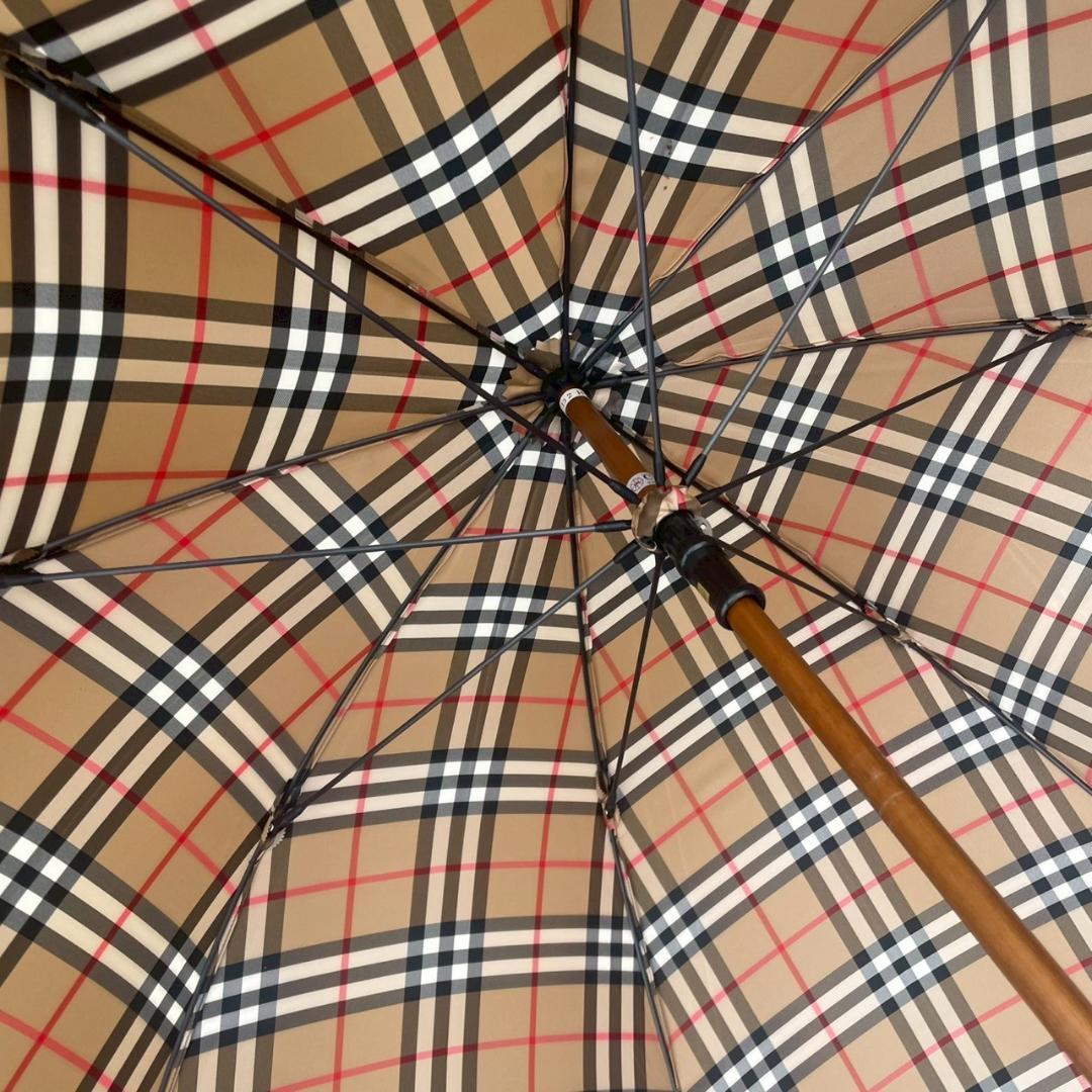 美品　Burberry バーバリー　ノバチェック　長傘　メタルロゴ　ベージュ