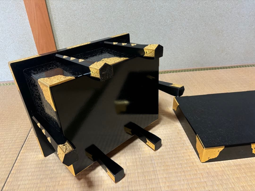 五月人形飾り台　収納箱 黒色