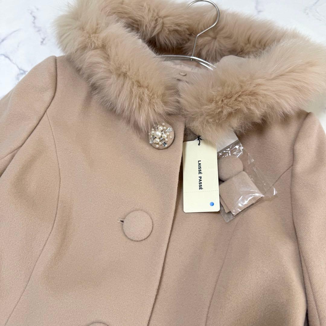 新品✨定価８万✨レッセパッセ✨３wayファー付フードコート　フォックス　Mサイズ