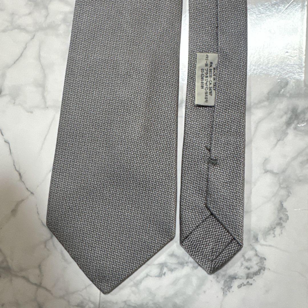 【未使用に近い】　プラダ　ネクタイ　ソリッド　シルバー　グレー