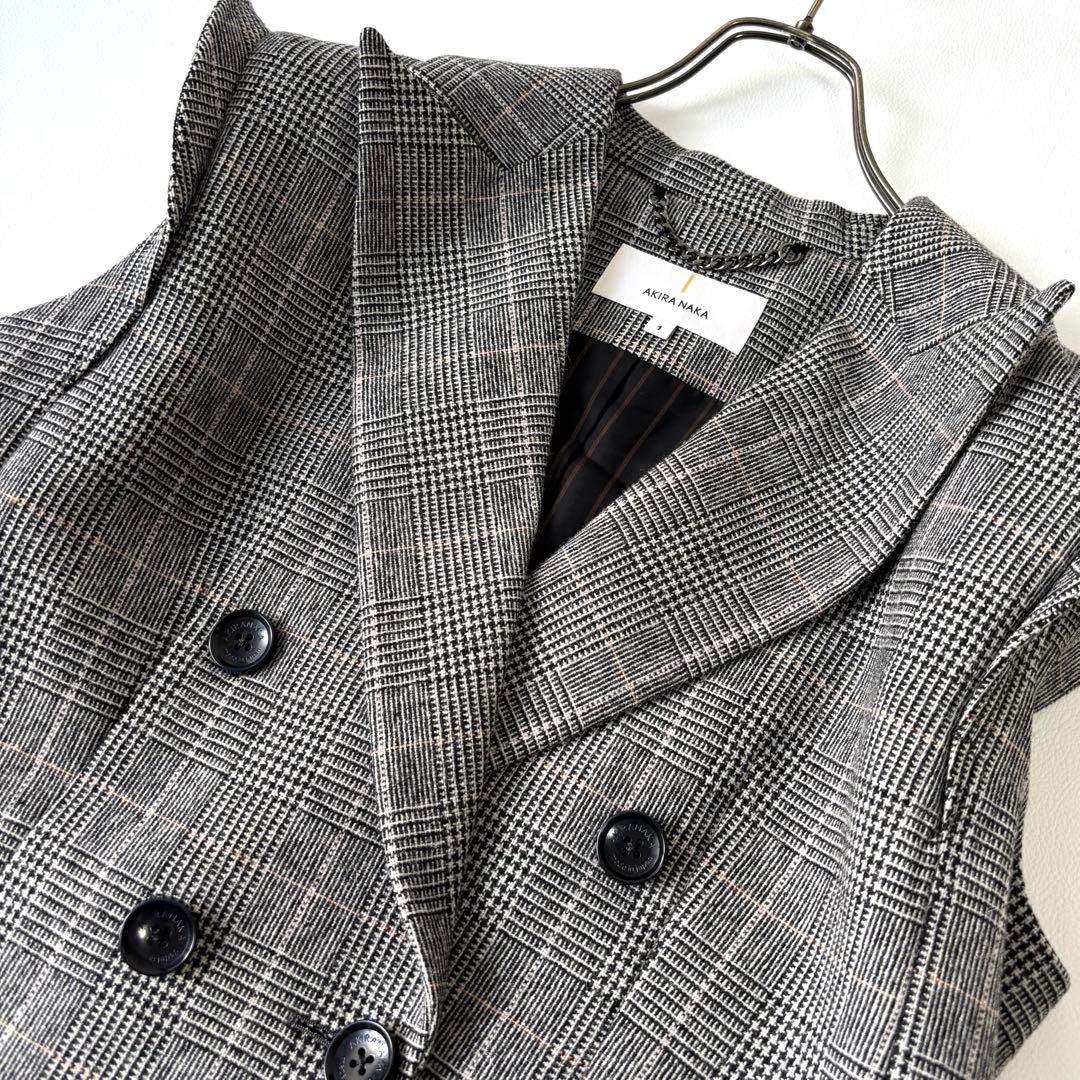 【未使用級】アキラナカ FLOREN グレンチェック ジャケット ジレ