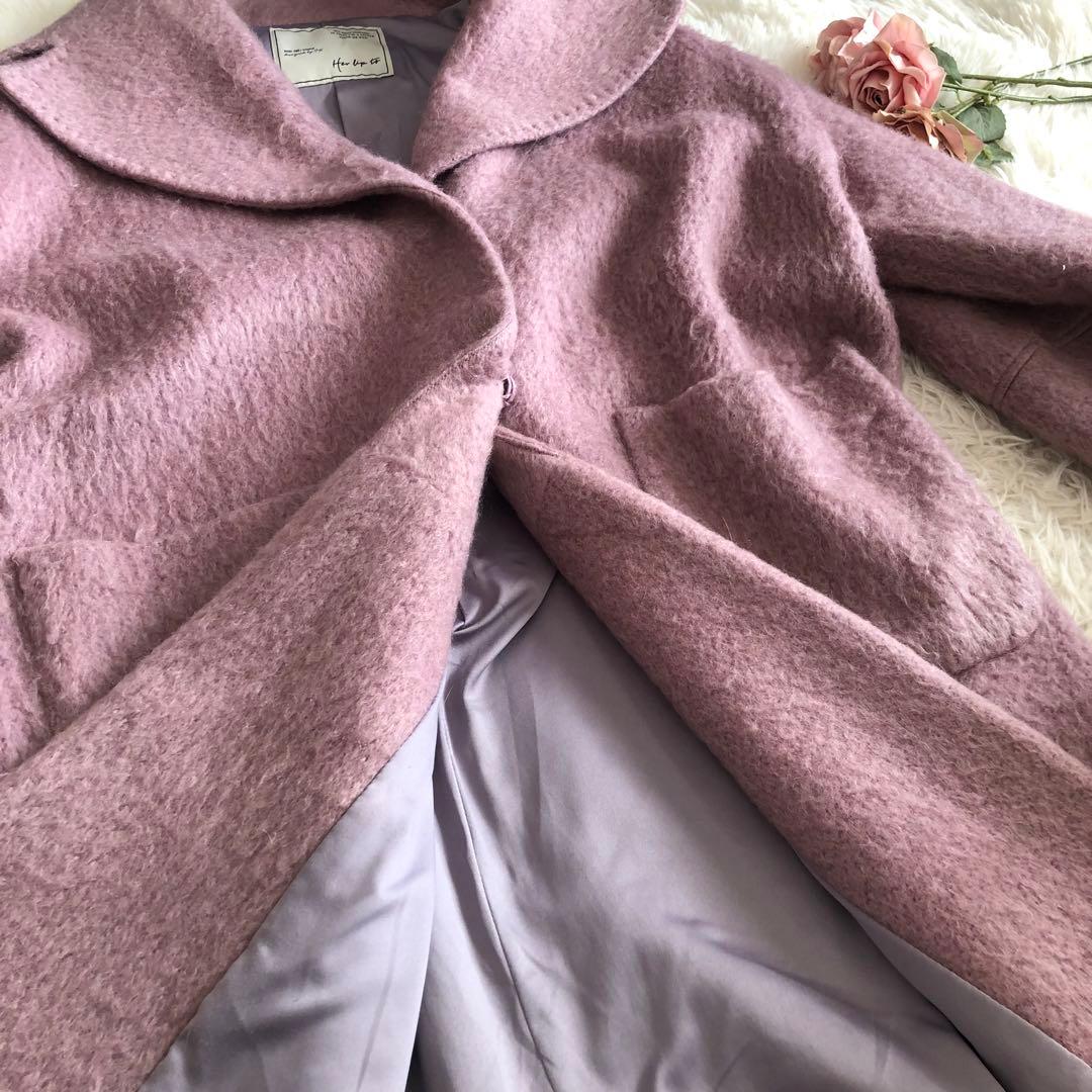 ハーリップトゥ　Her lip to モヘア混　コート　ピンク