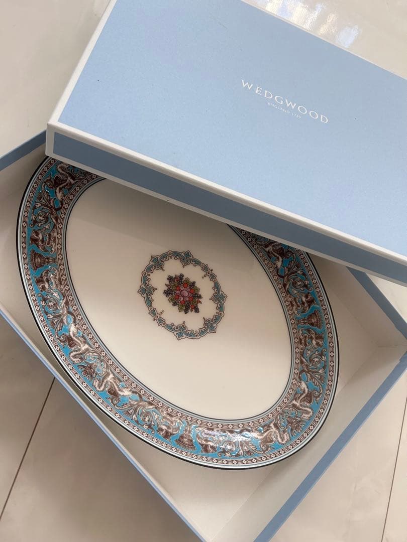 未使用  フロレンティーン ターコイズ 大皿