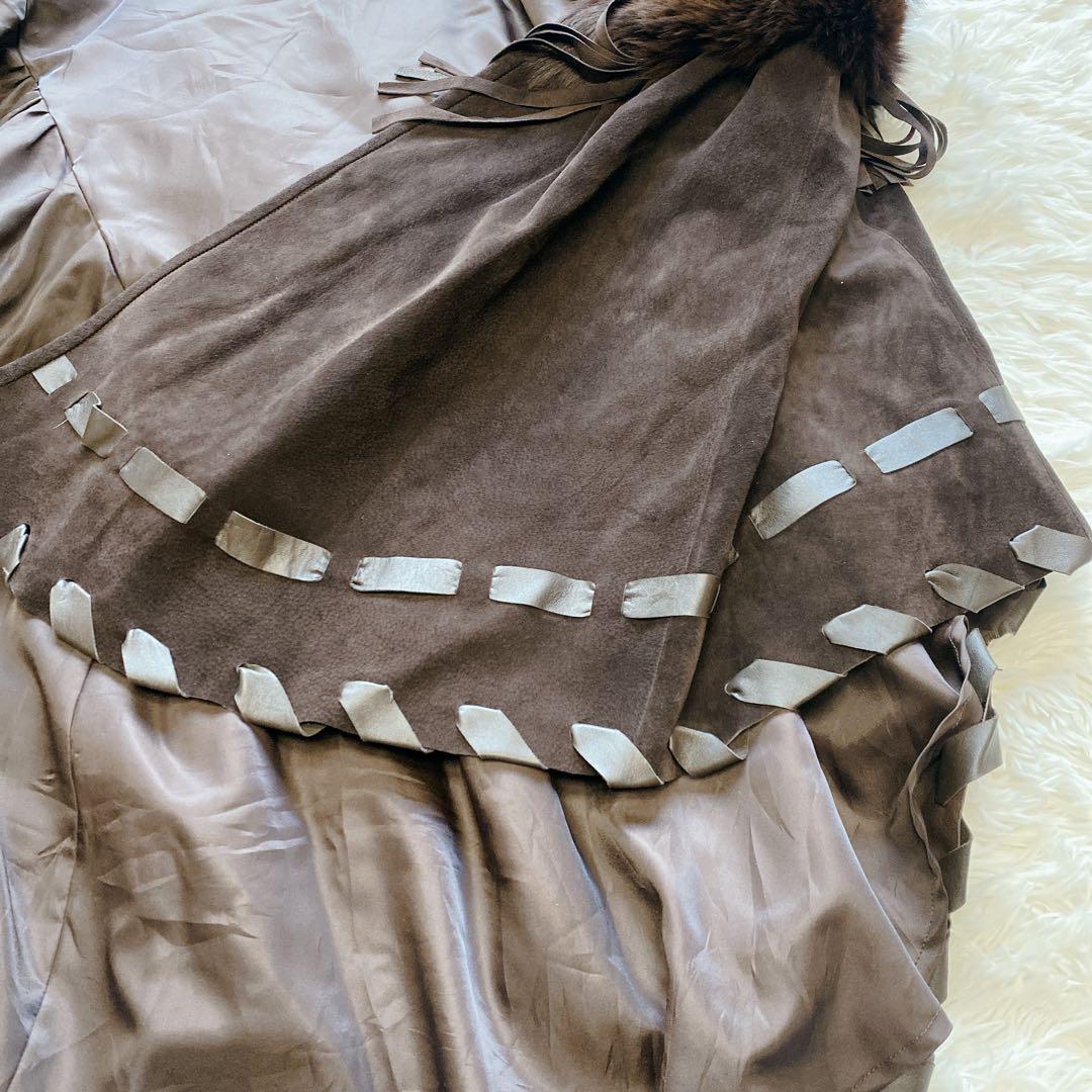 【フリー】美品 Lamandora ポンチョ 豚革 大きいサイズ 日本製　コート