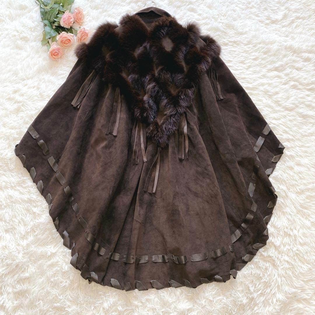 【フリー】美品 Lamandora ポンチョ 豚革 大きいサイズ 日本製　コート