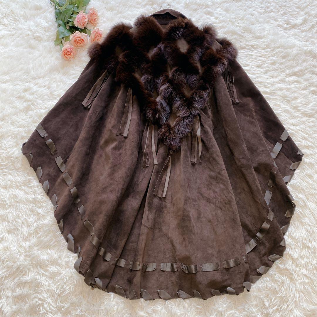 【フリー】美品 Lamandora ポンチョ 豚革 大きいサイズ 日本製　コート