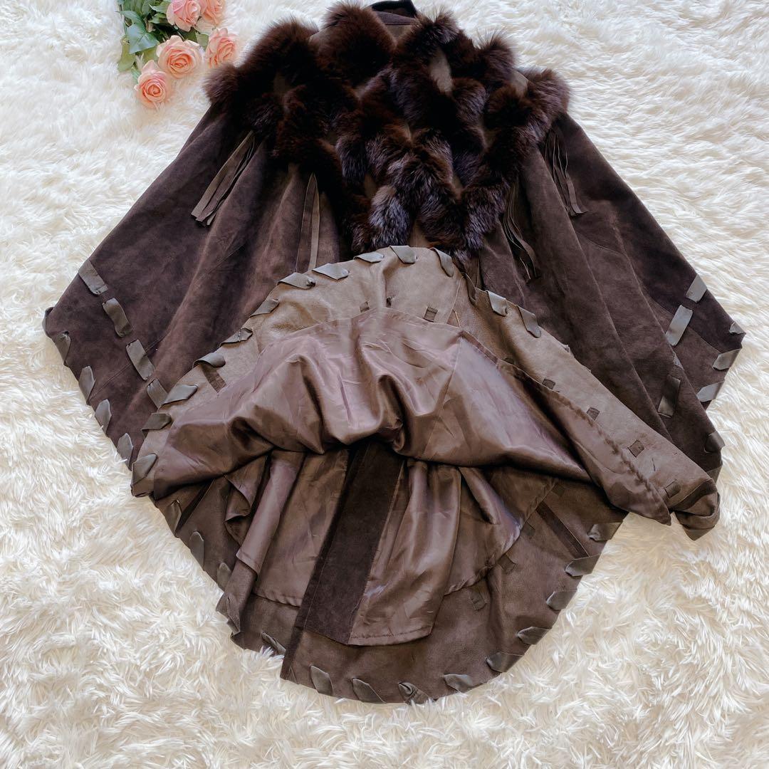 【フリー】美品 Lamandora ポンチョ 豚革 大きいサイズ 日本製　コート