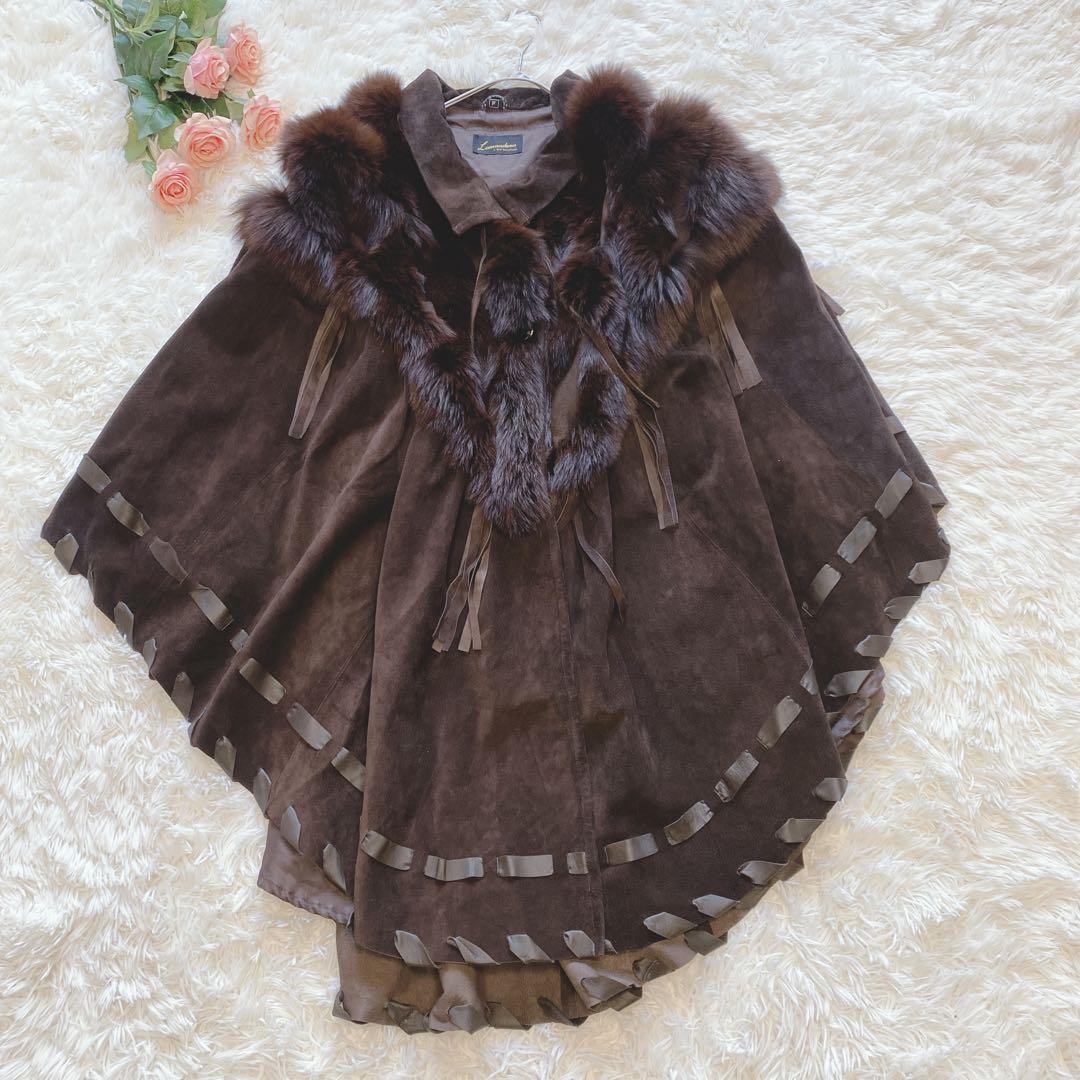【フリー】美品 Lamandora ポンチョ 豚革 大きいサイズ 日本製　コート