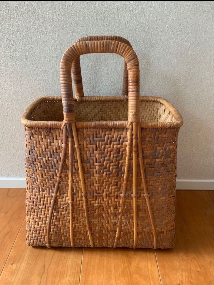 ビンテージ 天然素材 かごバッグ