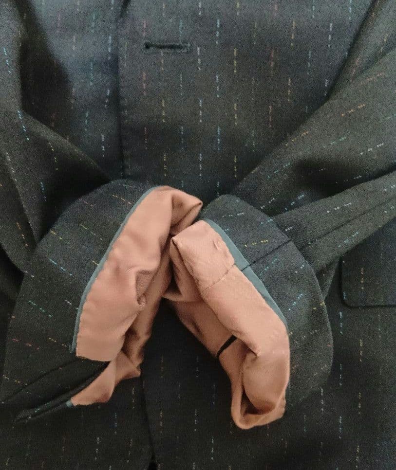 美品Poulsmith ポールスミス テーラード 英国生地濃紺ストライプ M