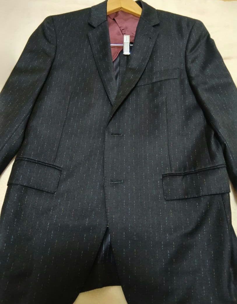 美品Poulsmith ポールスミス テーラード 英国生地濃紺ストライプ M