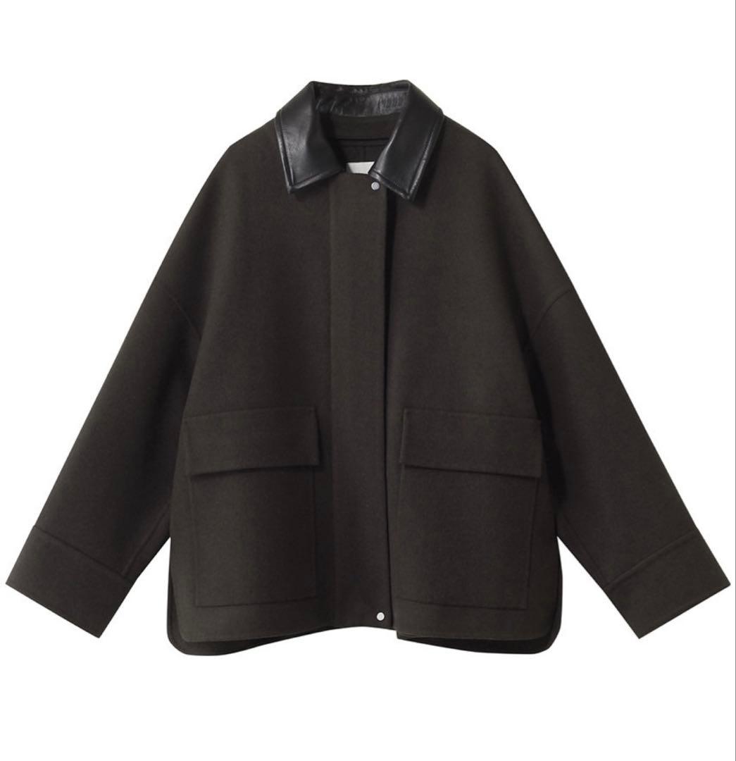 【美品】ebure ジロンラムメルトン ショートブルゾン ダークブラウン 38