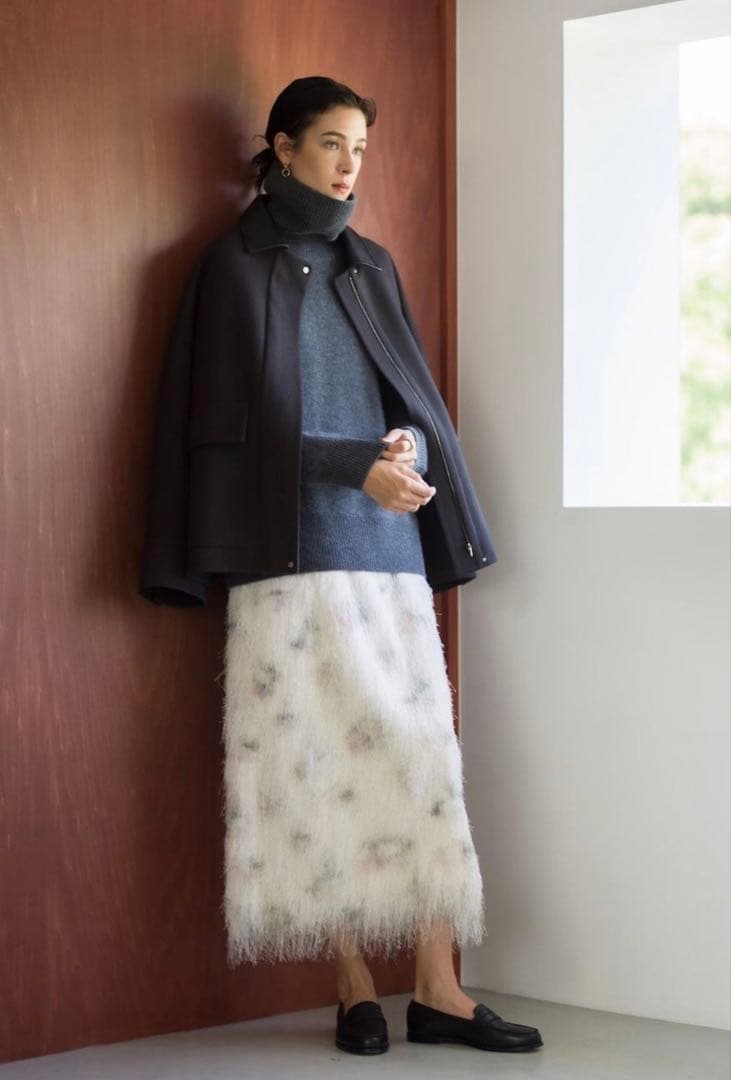 【美品】ebure ジロンラムメルトン ショートブルゾン ダークブラウン 38