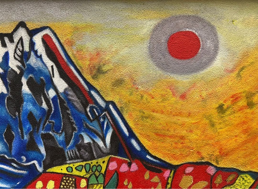 片岡珠子　風景画　手描き　6号 表裏サイン 印譜　額装　骨董　絵画