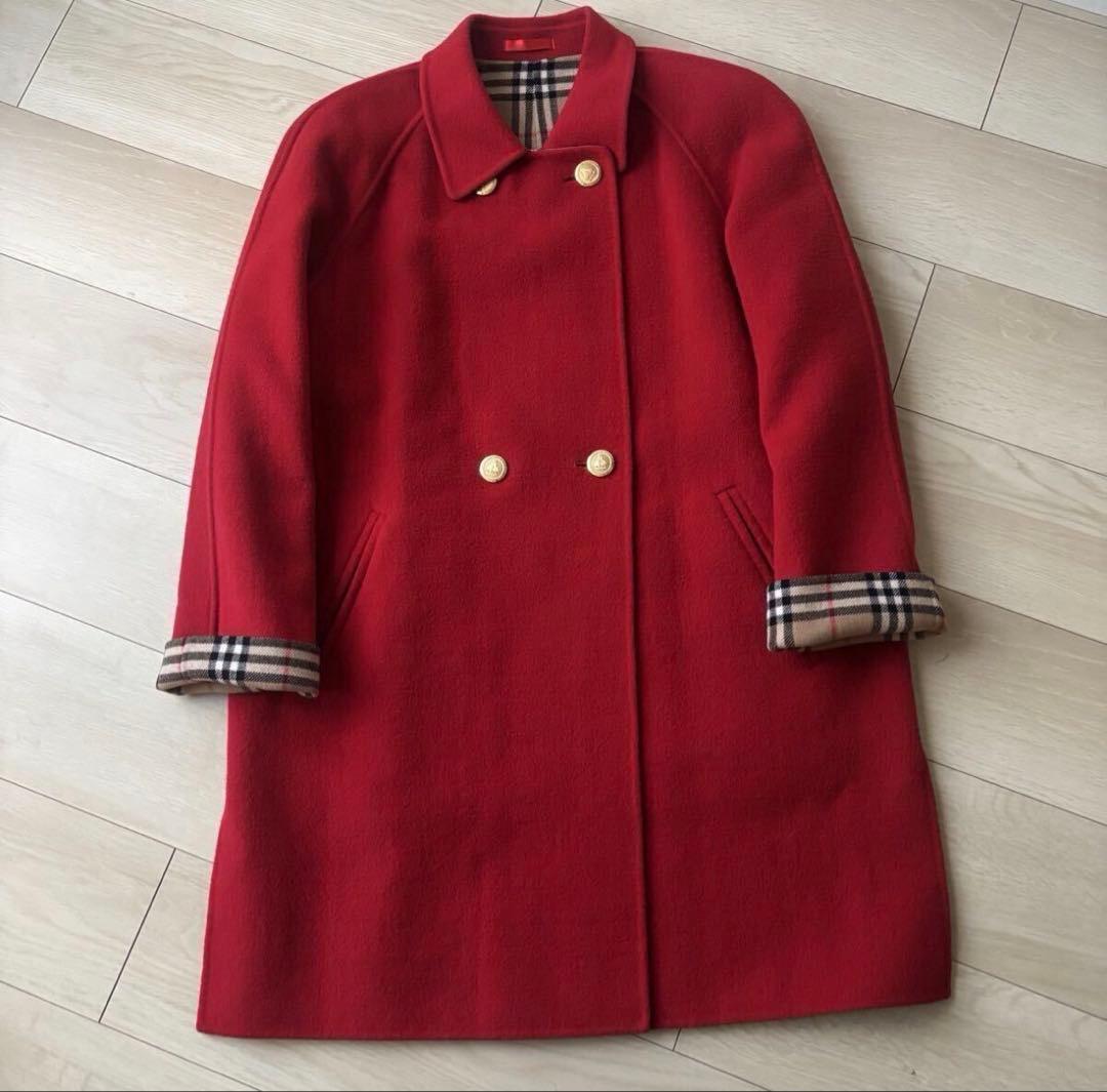 BURBERRY 金ボタン コート 赤