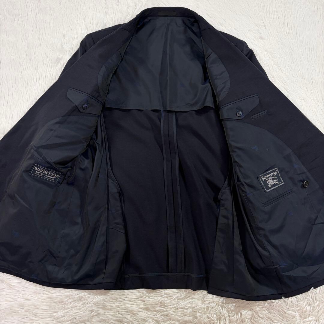 バーバリー 紺ブレ 刻印金ボタン ネイビー ダブル 裏地シャドーホース LL