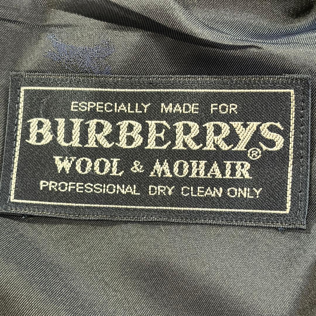 バーバリー 紺ブレ 刻印金ボタン ネイビー ダブル 裏地シャドーホース LL