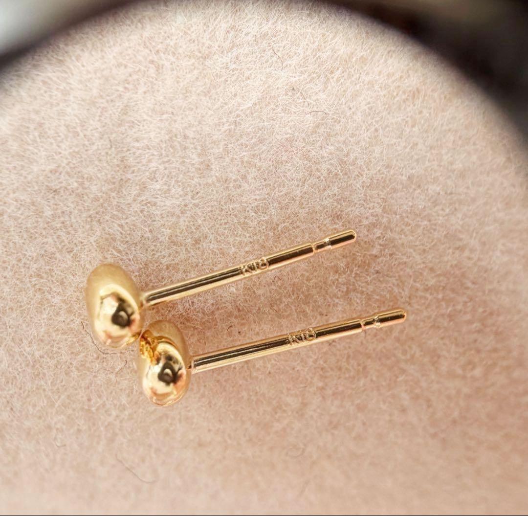 大特価❣️新品 K18 ぷっくり ハート ピアス 3mm 地金