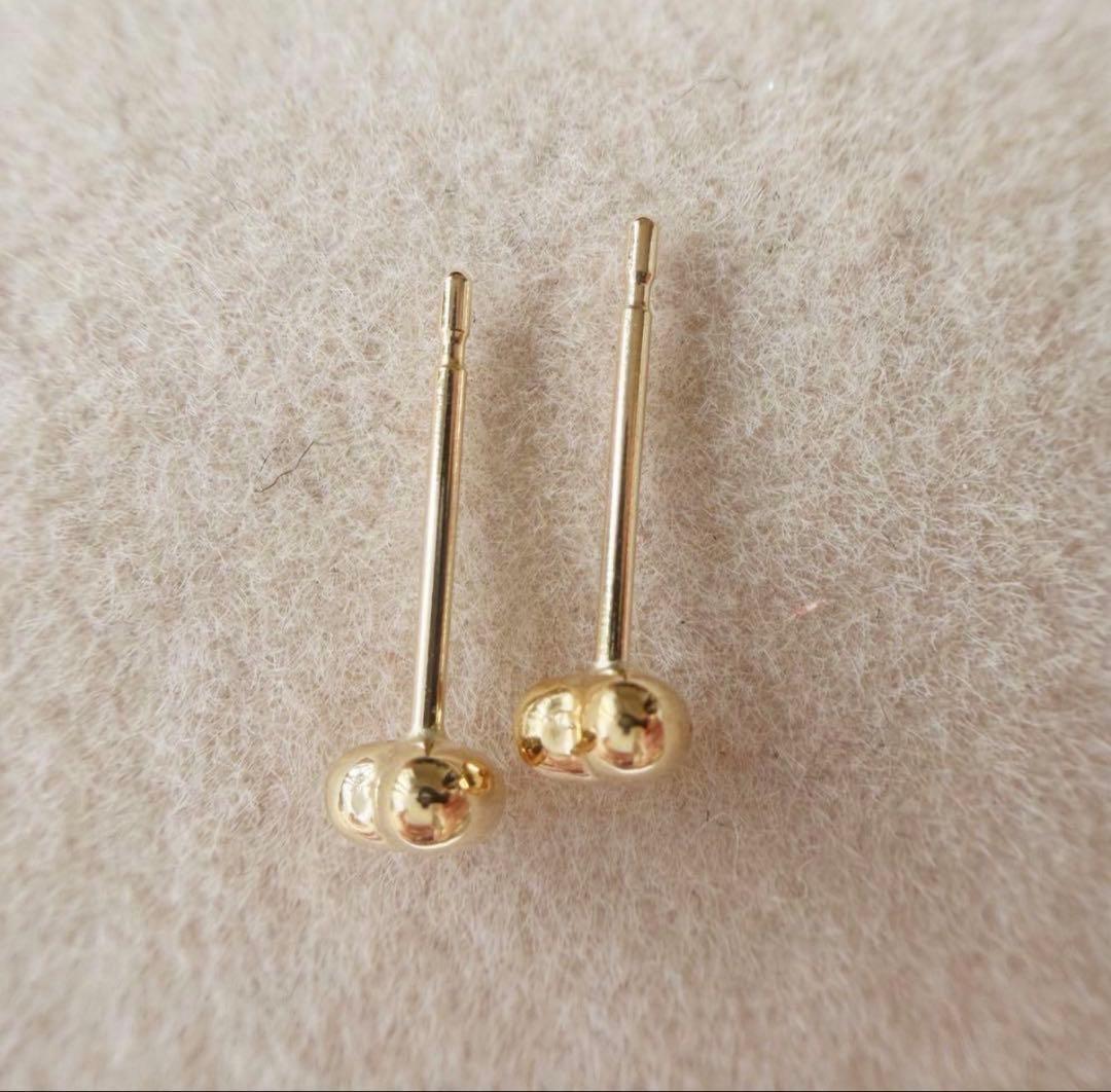 大特価❣️新品 K18 ぷっくり ハート ピアス 3mm 地金