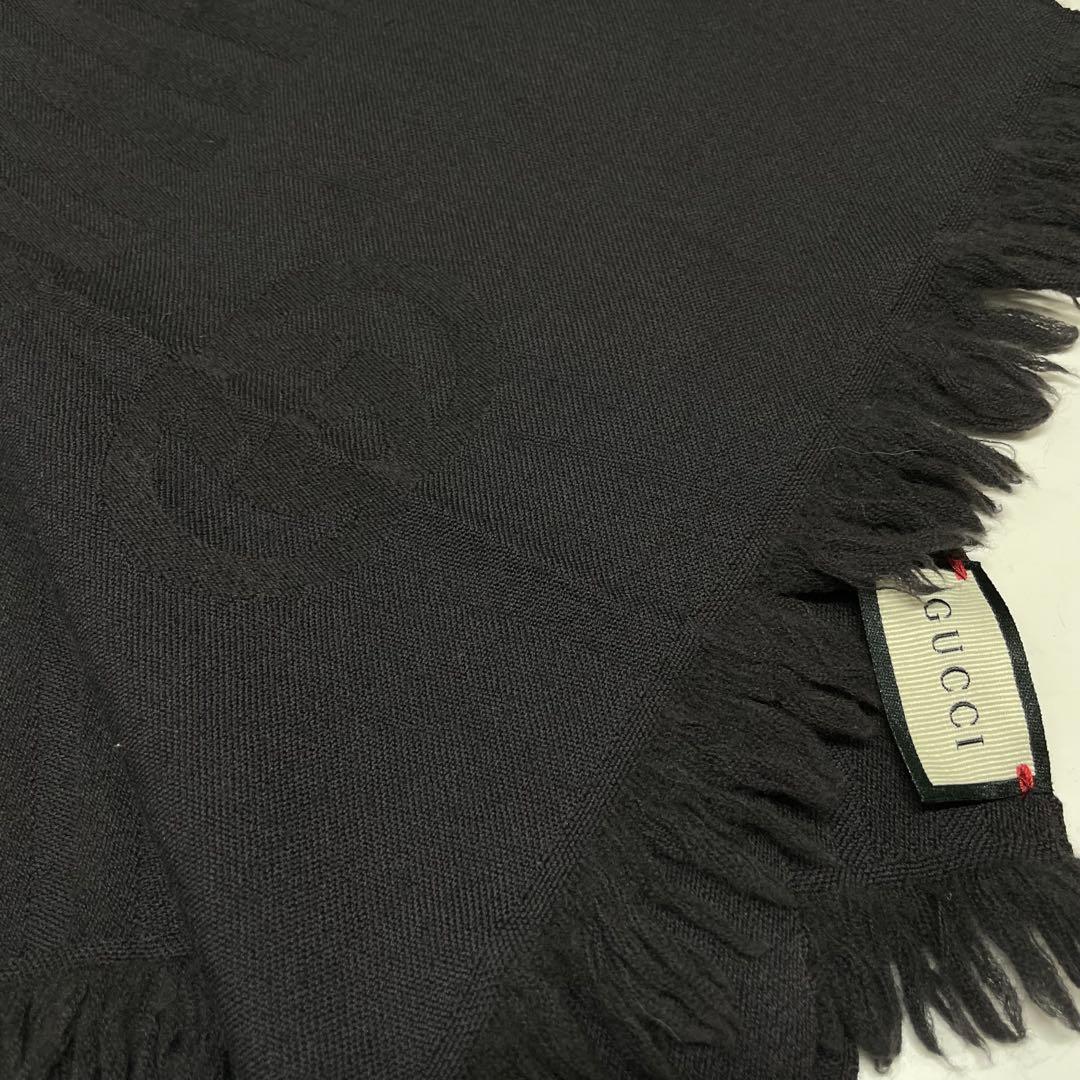 古*割様 GUCCI ブラック　マフラー フリンジ付き