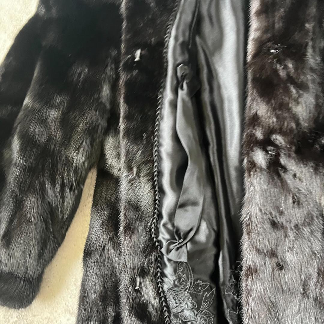 極美品 SAGA MINK サガミンク 裏地刺繍 ミンクファーコート ブラック