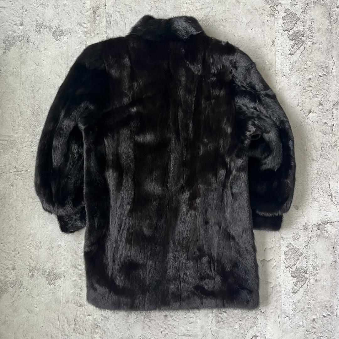 極美品 SAGA MINK サガミンク 裏地刺繍 ミンクファーコート ブラック