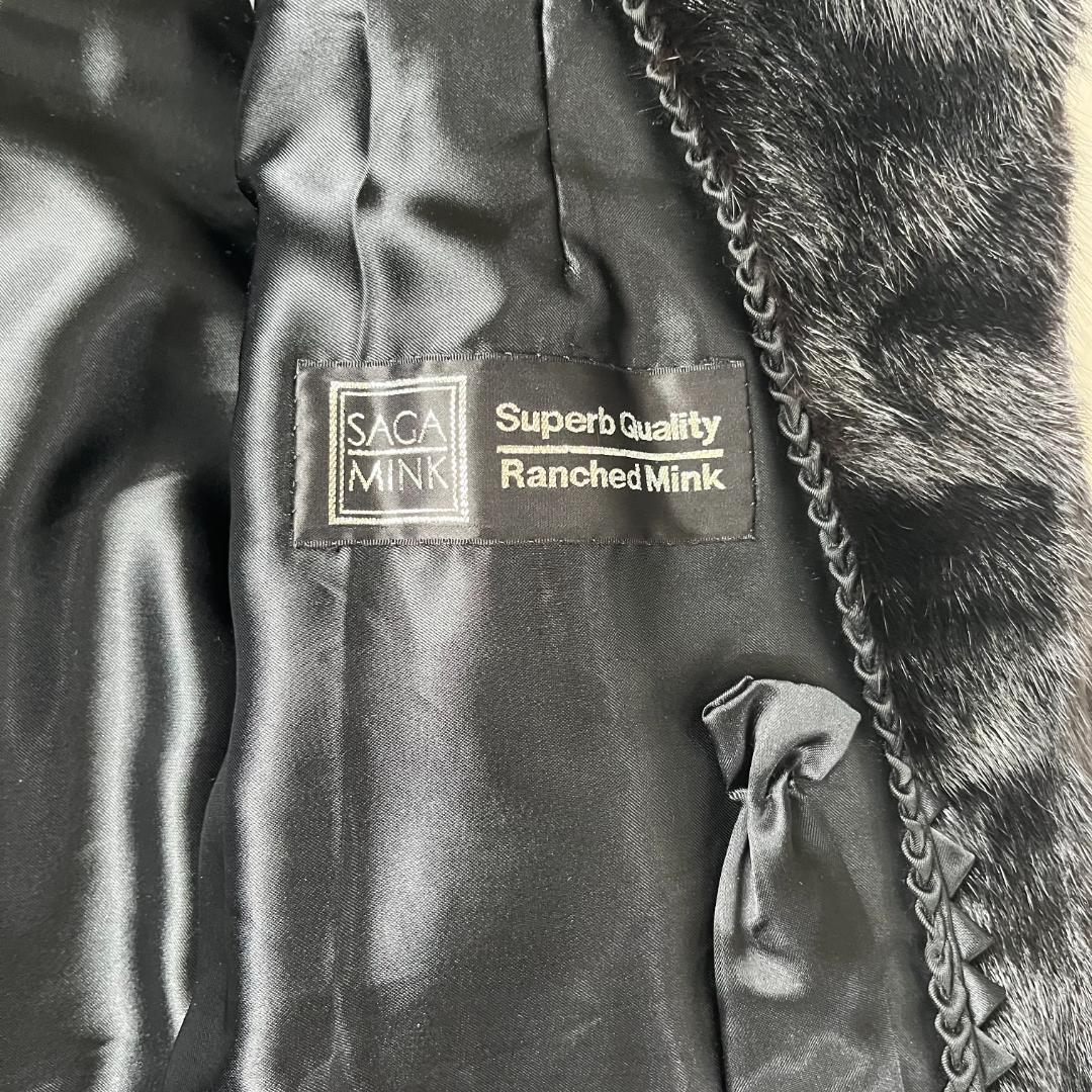 極美品 SAGA MINK サガミンク 裏地刺繍 ミンクファーコート ブラック